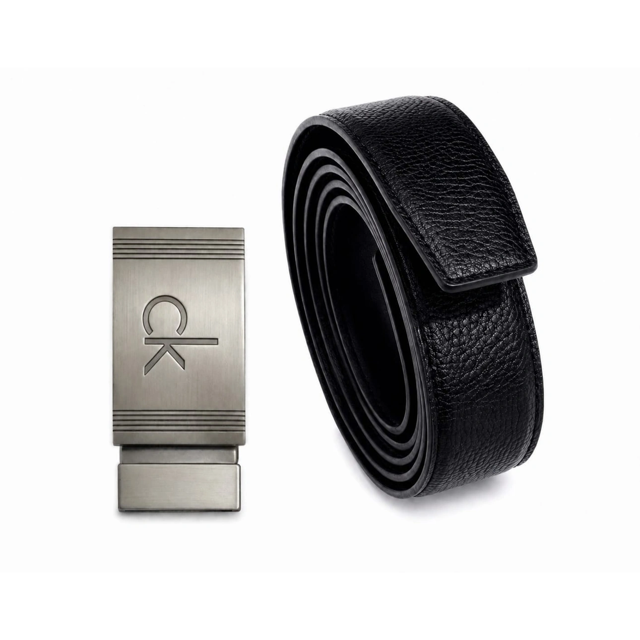 Calvin Klein Men’s 3-Piece Leather Belt Set Interchangeable Buckle with Black & Brown Straps #S-15