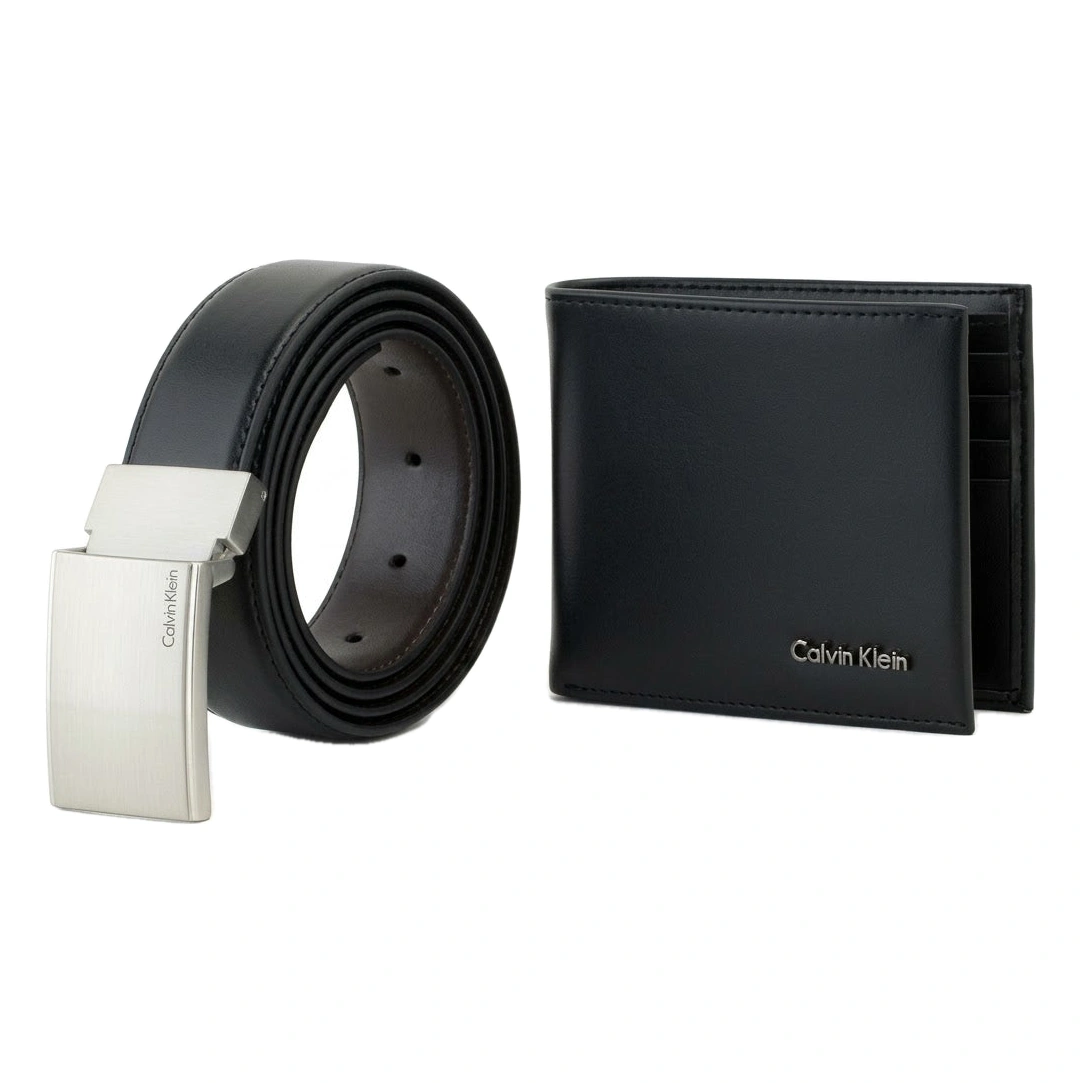 Calvin Klein Men’s Leather Belt & Wallet Gift Set – Black Premium Accessories Combo#16