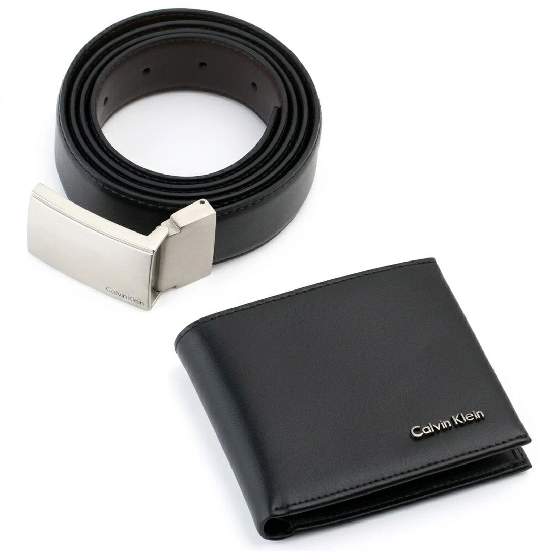 Calvin Klein Men’s Leather Belt & Wallet Gift Set – Black Premium Accessories Combo#16