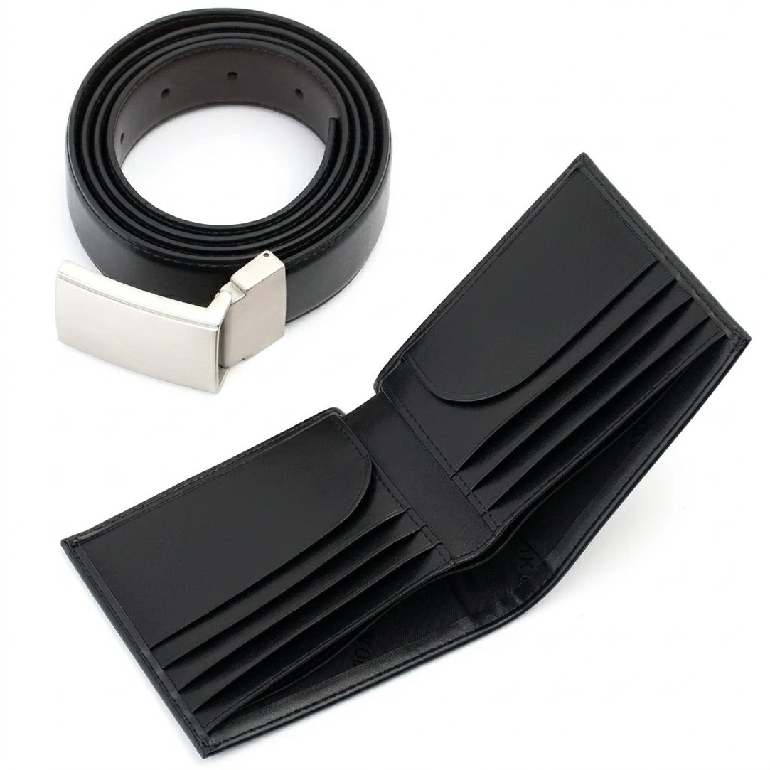 Calvin Klein Men’s Leather Belt & Wallet Gift Set – Black Premium Accessories Combo#16