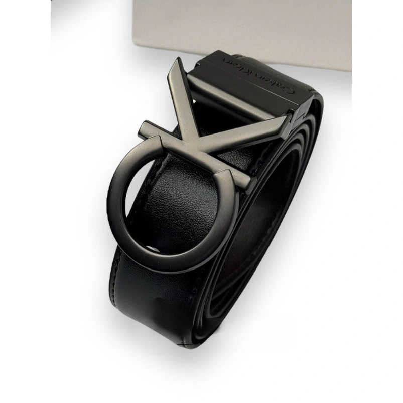 CK Black Leather Wallet-Belt Set For Men #06
