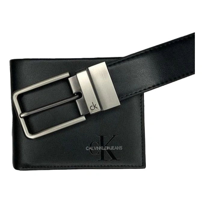 CK Black Leather Wallet-Belt Set For Men #10