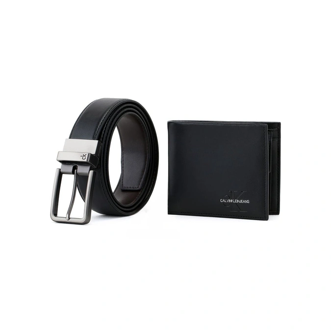 CK Black Leather Wallet-Belt Set For Men #10
