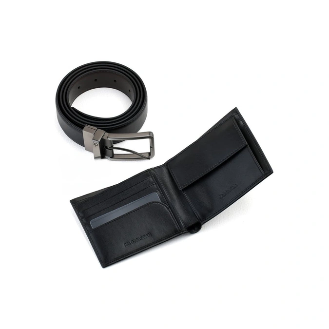 CK Black Leather Wallet-Belt Set For Men #10