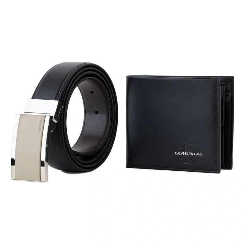 CK Black Leather Wallet-Belt Set For Men #11