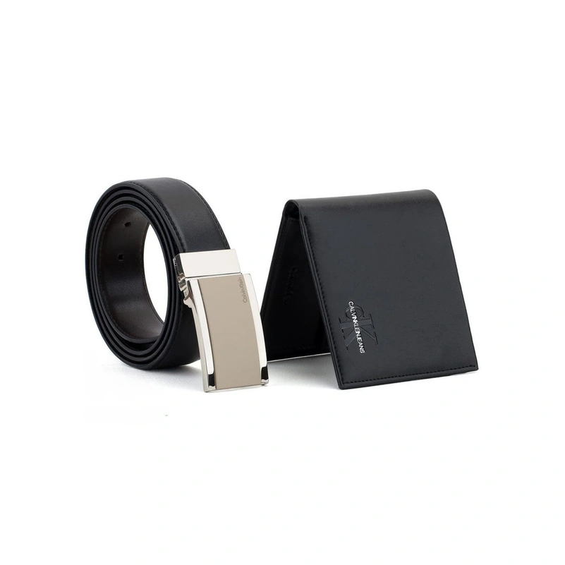 CK Black Leather Wallet-Belt Set For Men #11