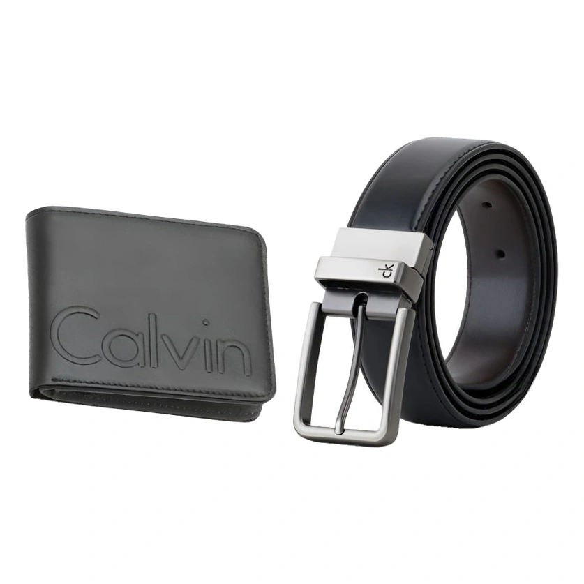 CK Black Leather Wallet-Belt Set For Men #20