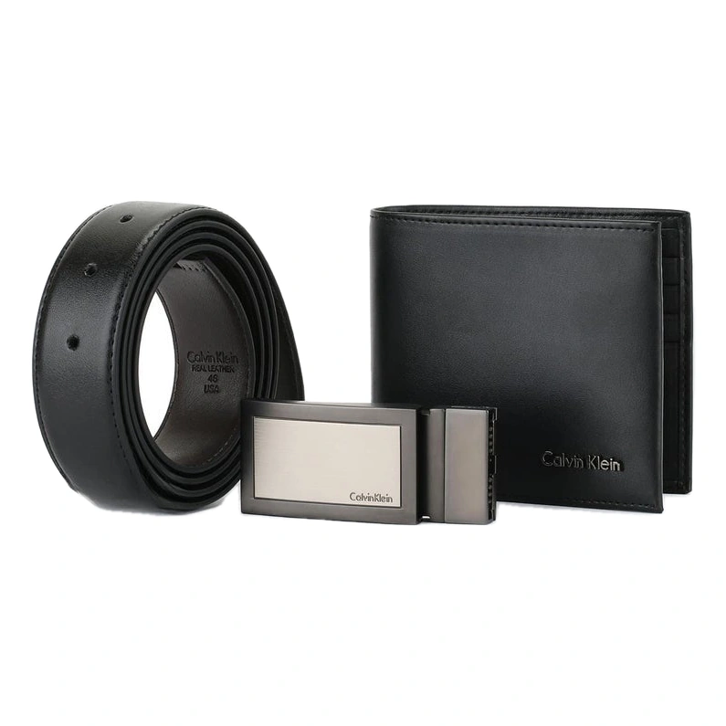 CK Black Leather Wallet-Belt Set For Men #7