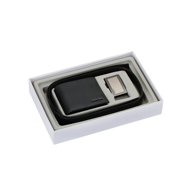 CK Black Leather Wallet-Belt Set For Men #7