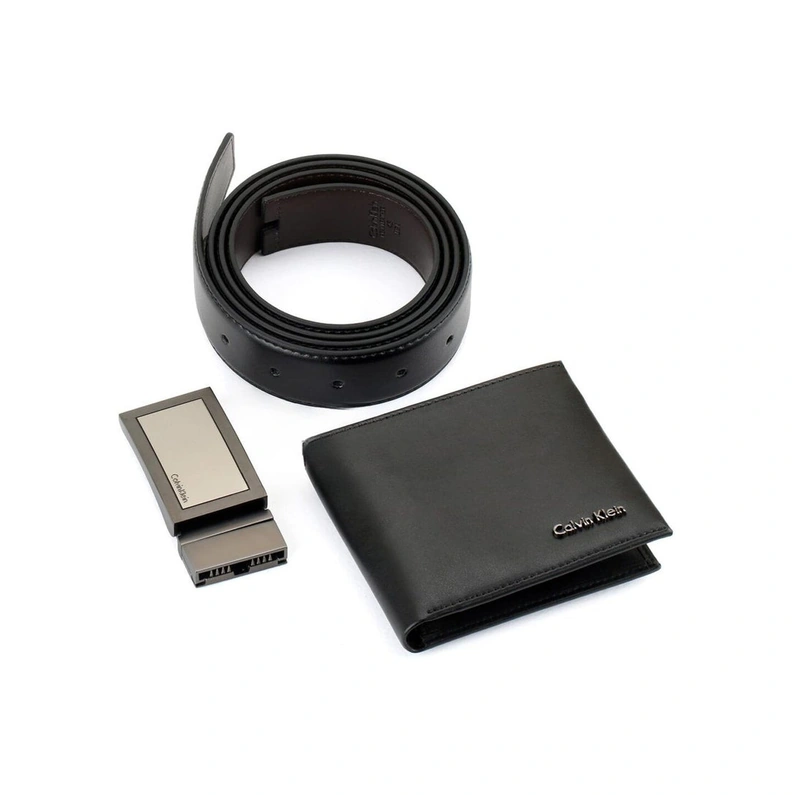 CK Black Leather Wallet-Belt Set For Men #7