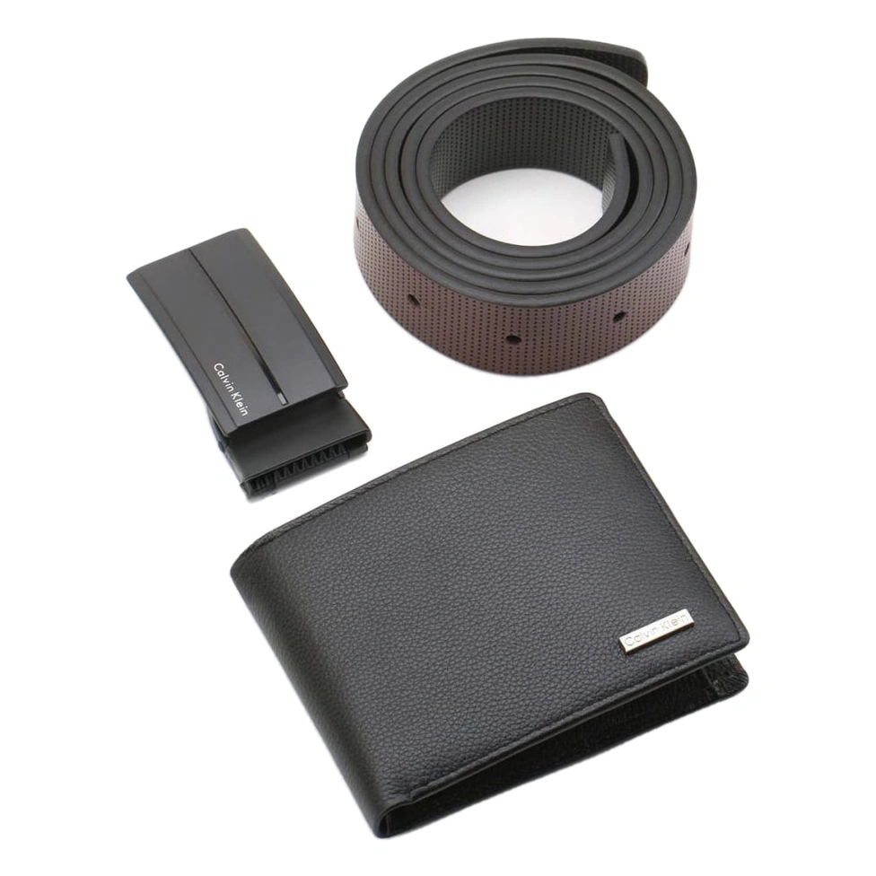 CK Black Leather Wallet-Belt Set For Men #8