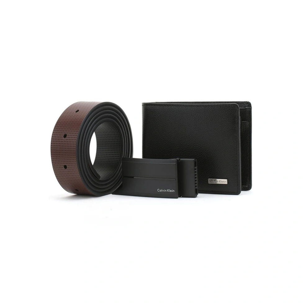 CK Black Leather Wallet-Belt Set For Men #8