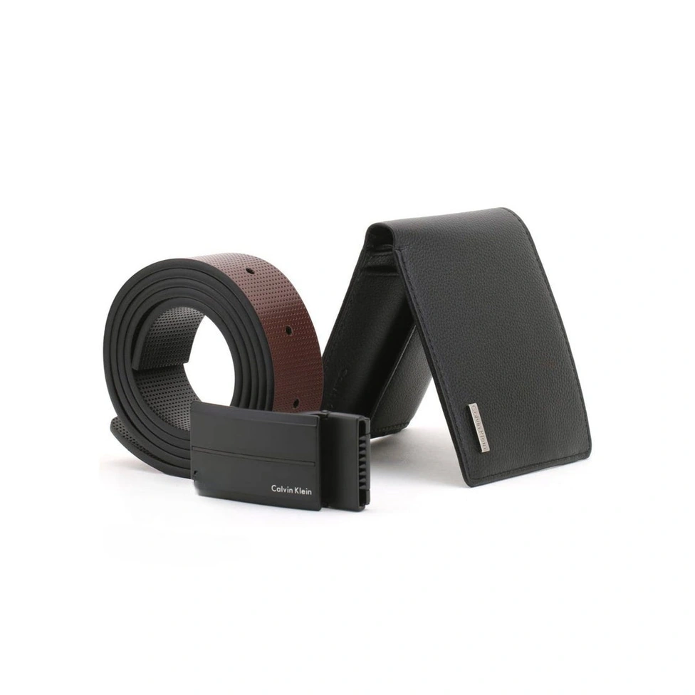 CK Black Leather Wallet-Belt Set For Men #8