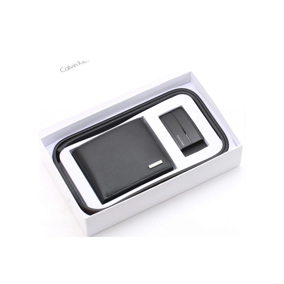 CK Black Leather Wallet-Belt Set For Men #8