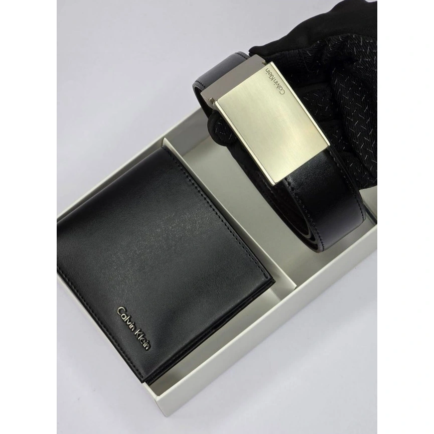 CK Black Leather Wallet-Belt Set For Men #9