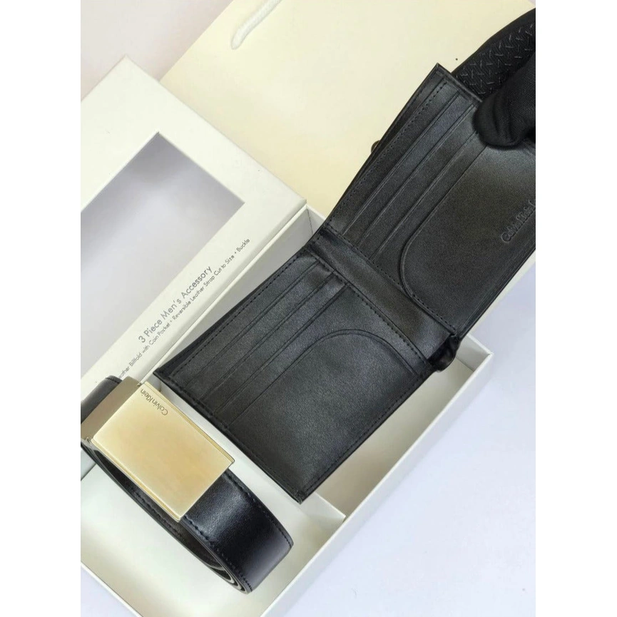 CK Black Leather Wallet-Belt Set For Men #9