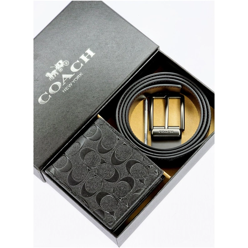 Coach Signature Wallet & Reversible Belt Set For Men #01
