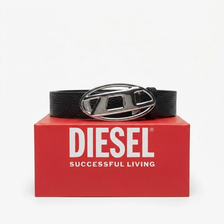 Diesel Reversible Leather Belt with Iconic Oval Buckle – Ultimate #0001