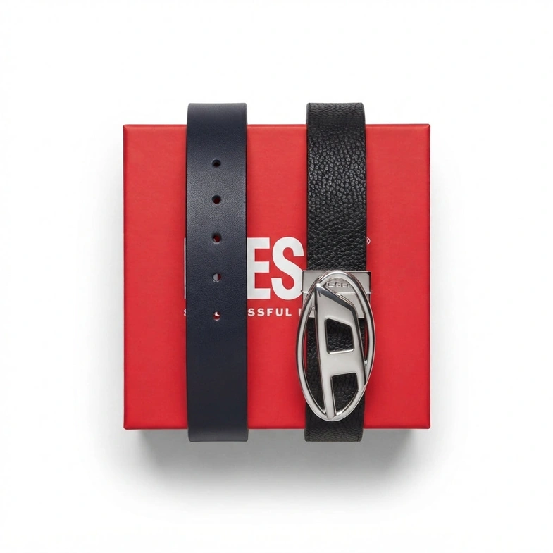 Diesel Reversible Leather Belt with Iconic Oval Buckle – Ultimate #0001