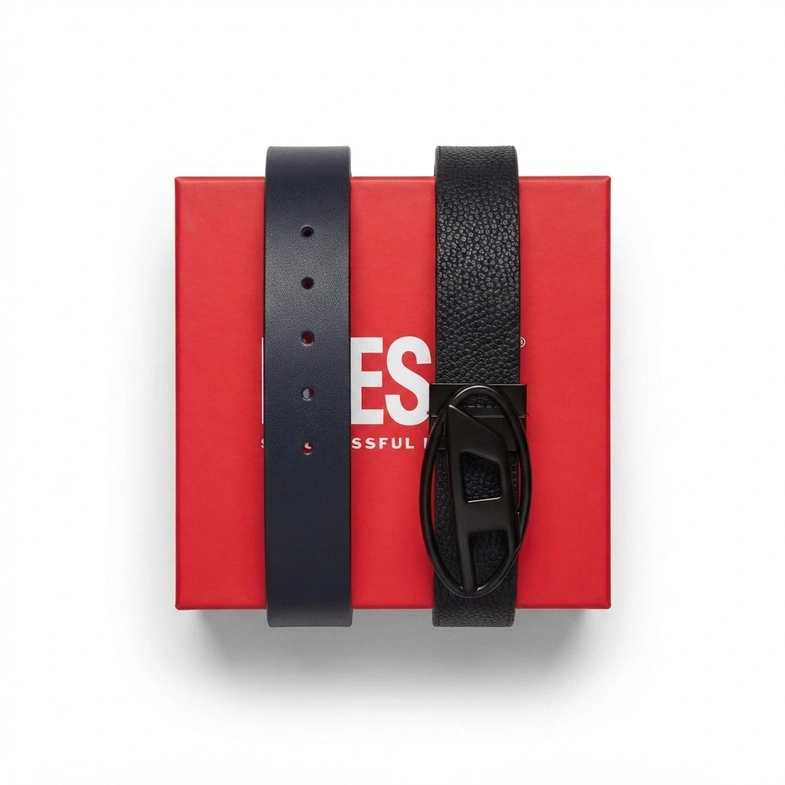 Diesel Reversible Leather Belt with Iconic Oval Buckle – Ultimate #0002
