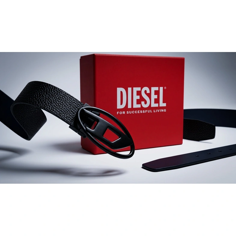 Diesel Reversible Leather Belt with Iconic Oval Buckle – Ultimate #0002