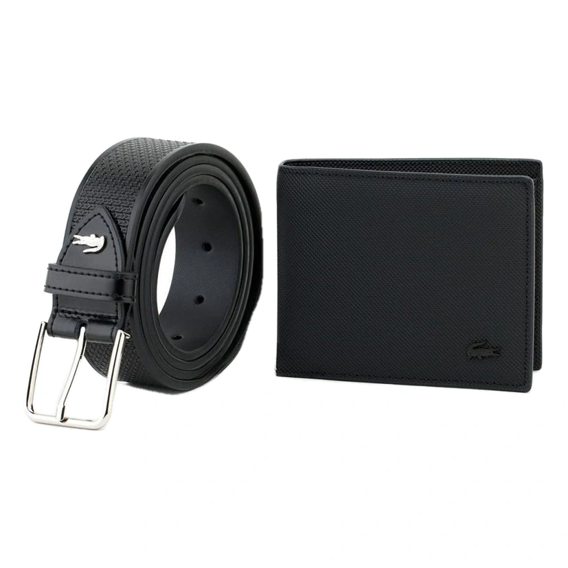 LC Black Leather Wallet-Belt Set For Men #04