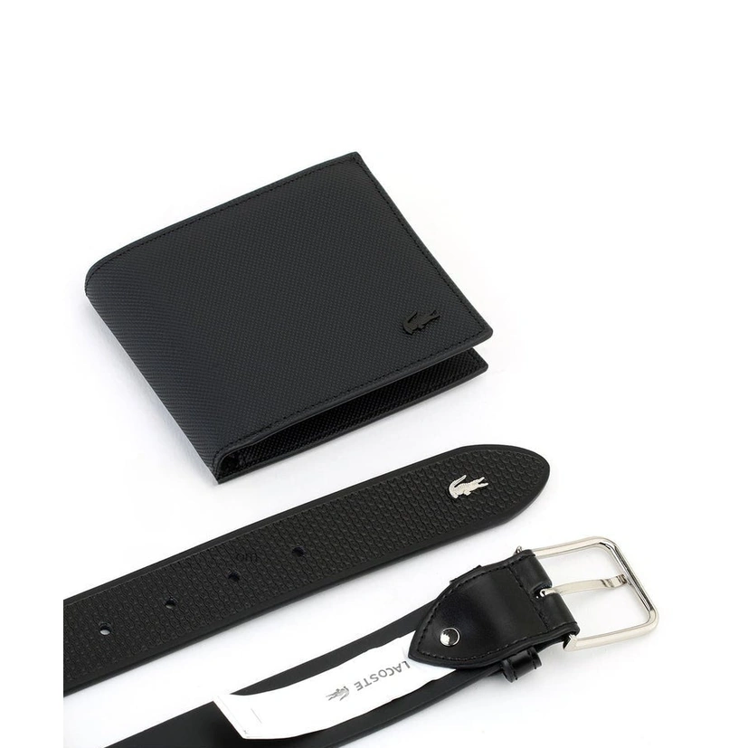 LC Black Leather Wallet-Belt Set For Men #04