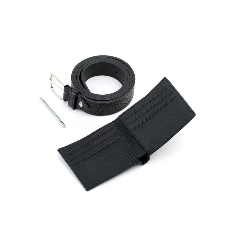 LC Black Leather Wallet-Belt Set For Men #04