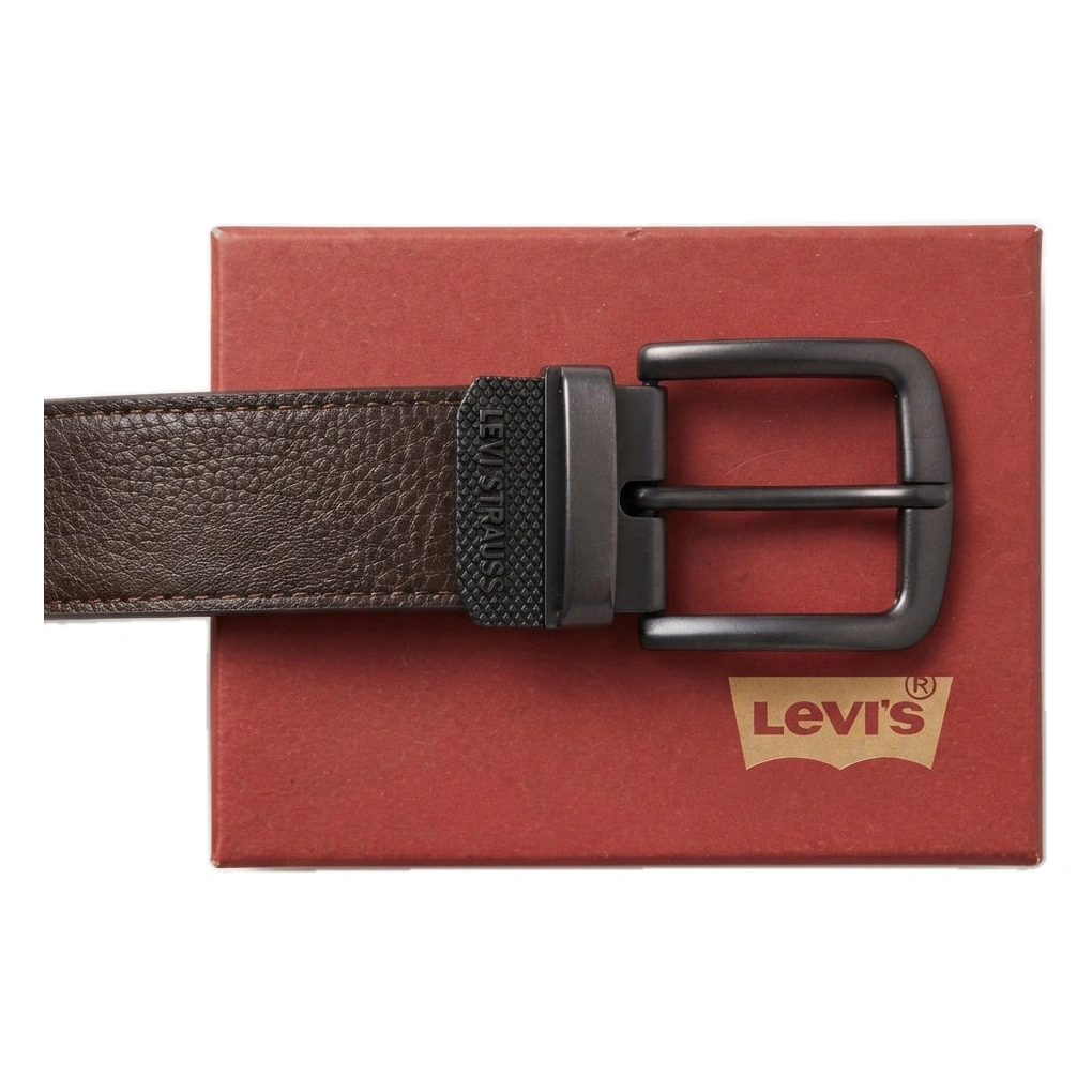 Levi's Men's Brown Genuine Leather Belt with Matte Black Buckle #03