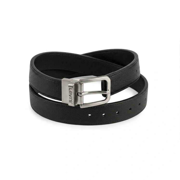 Levi's Men's Reversible Leather Belt – Black & Dark Brown with Rotating Metal Buckle#01