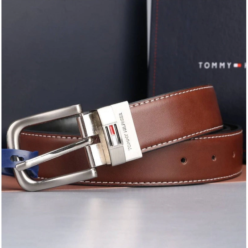 TH Brown Leather Wallet-Belt Set For Men #03
