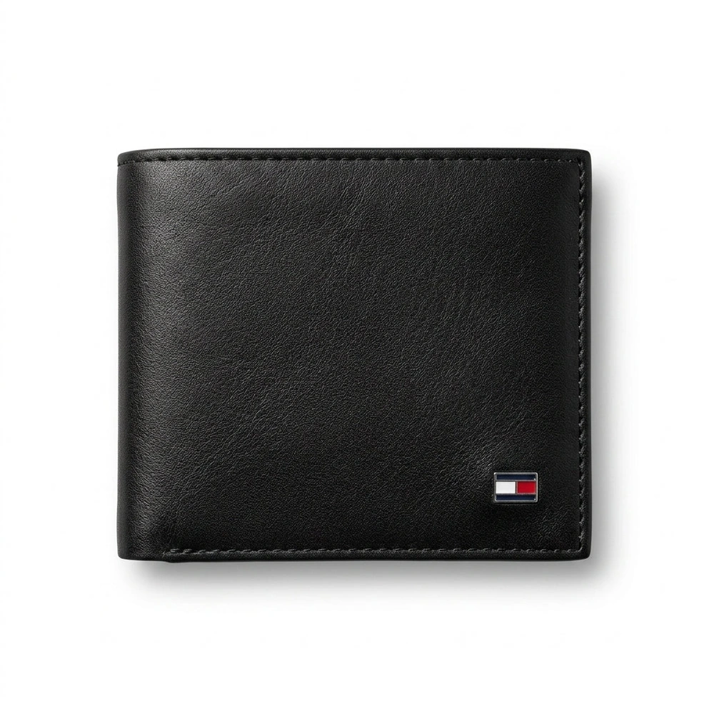 Tommy Hilfiger Men's Black Leather Belt & Wallet Set #016
