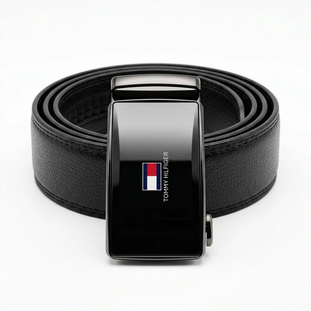 Tommy Hilfiger Men's Black Leather Belt & Wallet Set #016