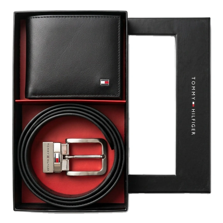 Tommy Hilfiger Men's Leather Wallet and Reversible Belt Gift Set #020