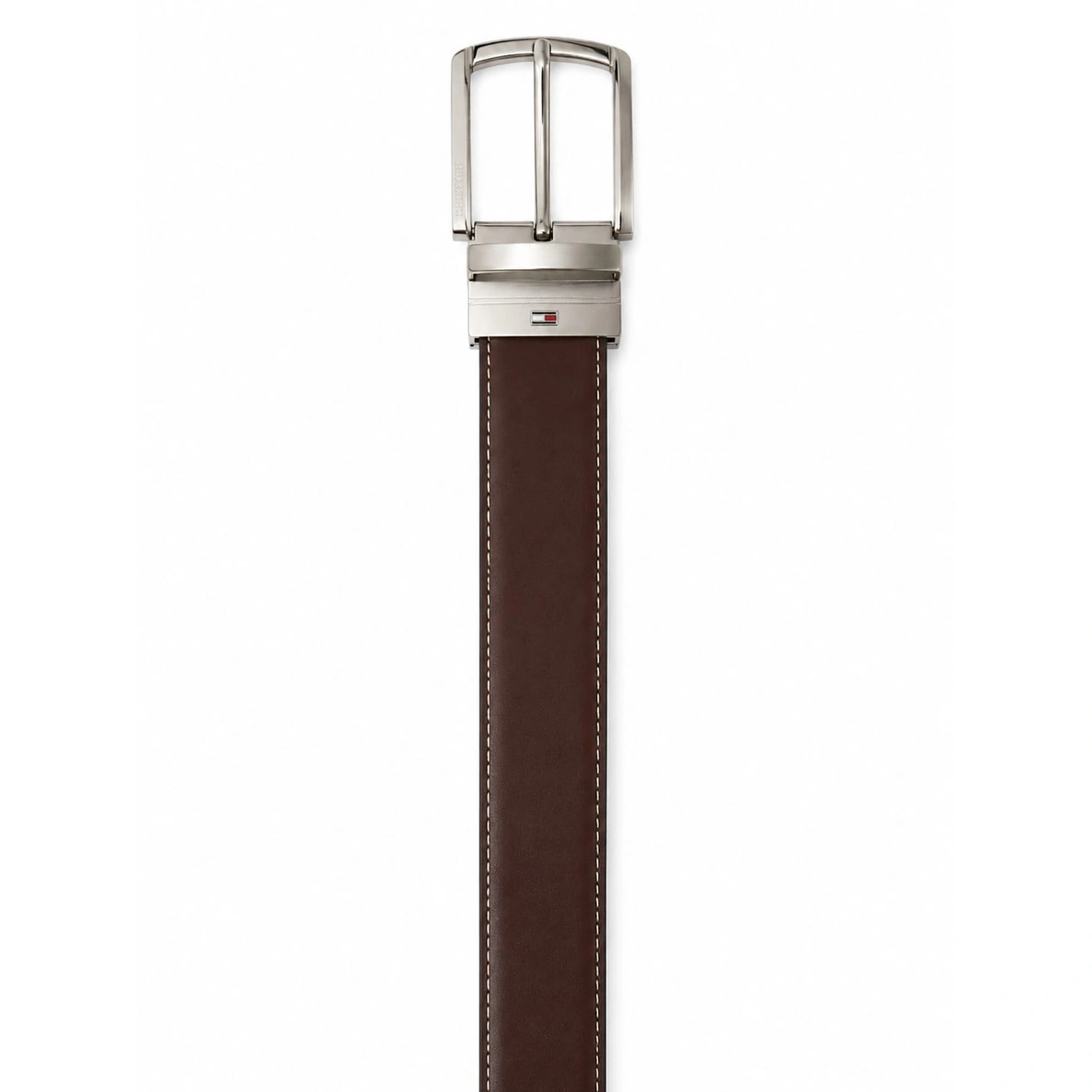 Tommy Hilfiger Men's Reversible Belt – Black & Brown with Elegant Silver Buckle#09