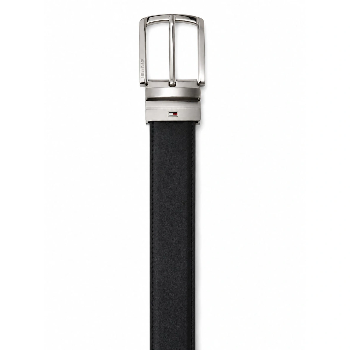 Tommy Hilfiger Men's Reversible Belt – Black & Brown with Elegant Silver Buckle#09