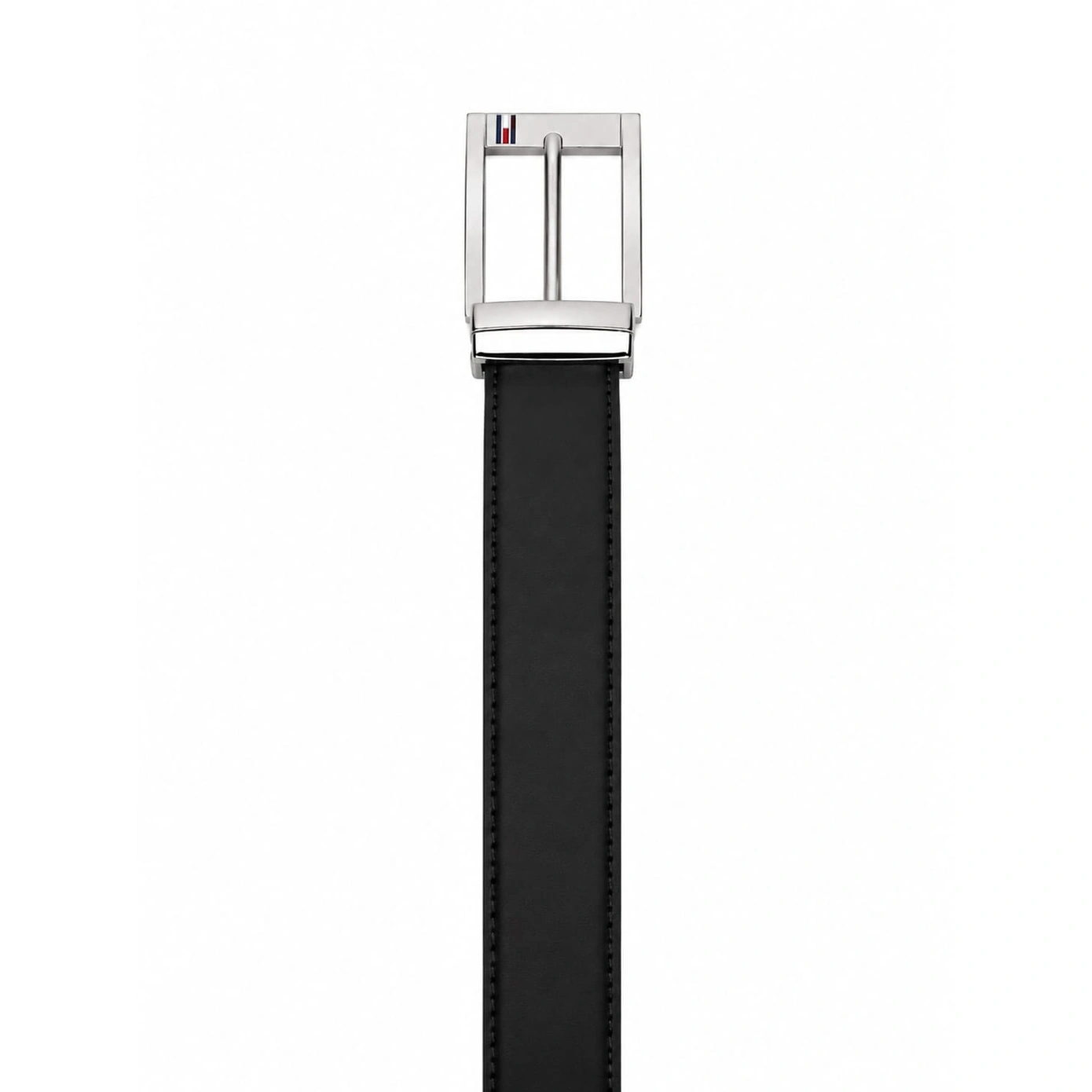 Tommy Hilfiger Men's Reversible Leather Belt – Black & Brown with Silver-Tone Rotating Buckle#010