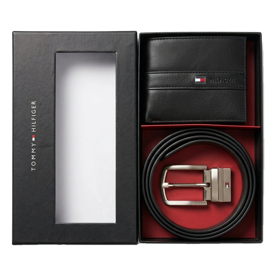 Tommy Hilfiger Men’s Leather Gift Set – Wallet & Belt #018