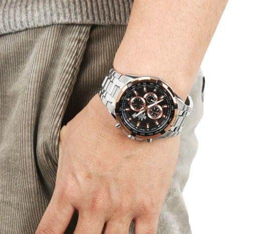 Casio Edifice Chronograph Watch for Men Black Dial with Silver Stainless steel Strap EF-539D-1A5