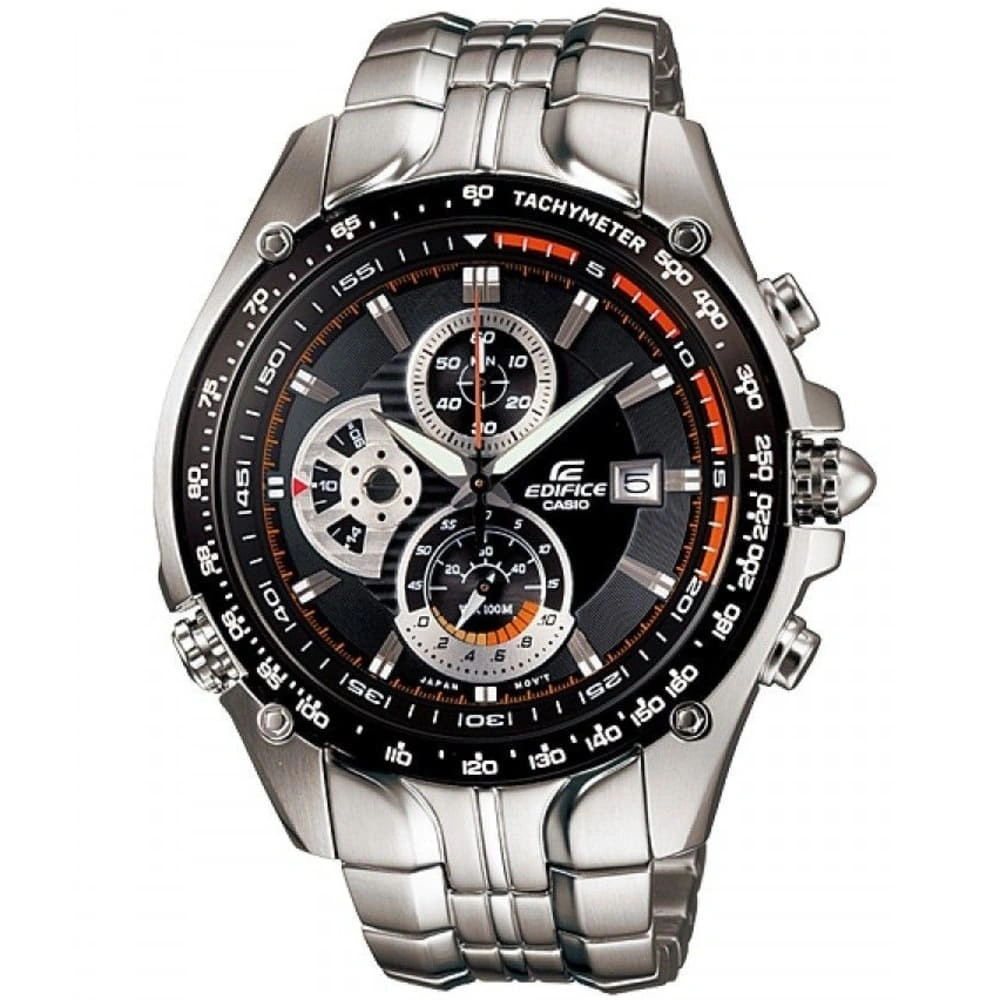 Casio Edifice Chronograph Watch for Men Black Dial with Silver Stainless steel Strap EF-543D-1AV