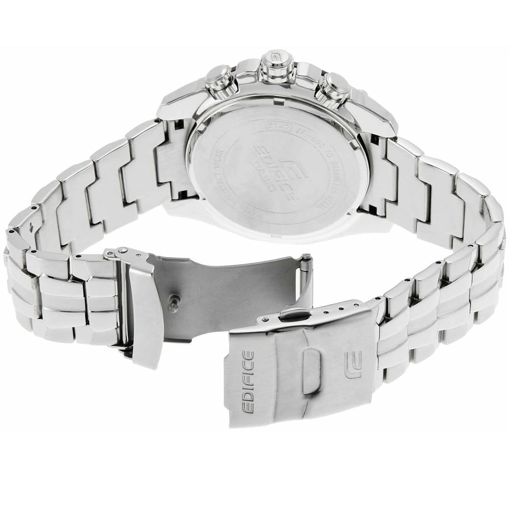Casio Edifice Chronograph Watch for Men Black Dial with Silver Stainless steel Strap EF-550D-1AV