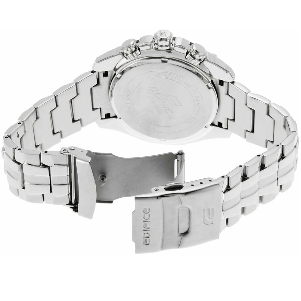 Casio Edifice Chronograph Watch for Men Black Dial with Silver Stainless steel Strap EF-550RBSP-1AV