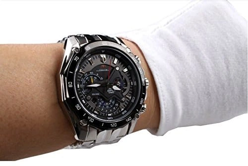 Casio Edifice Chronograph Watch for Men Black Dial with Silver Stainless steel Strap EF-550RBSP-1AV