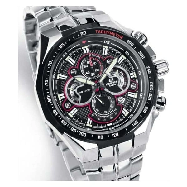 Casio Edifice Chronograph Watch for Men Black Dial with Silver Stainless steel Strap EF-554D-1A (922)