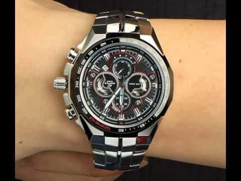 Casio Edifice Chronograph Watch for Men Black Dial with Silver Stainless steel Strap EF-554D-1A (922)
