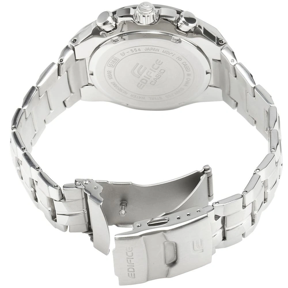 Casio Edifice Chronograph Watch for Men Black Dial with Silver Stainless steel Strap EF-554SP-1A