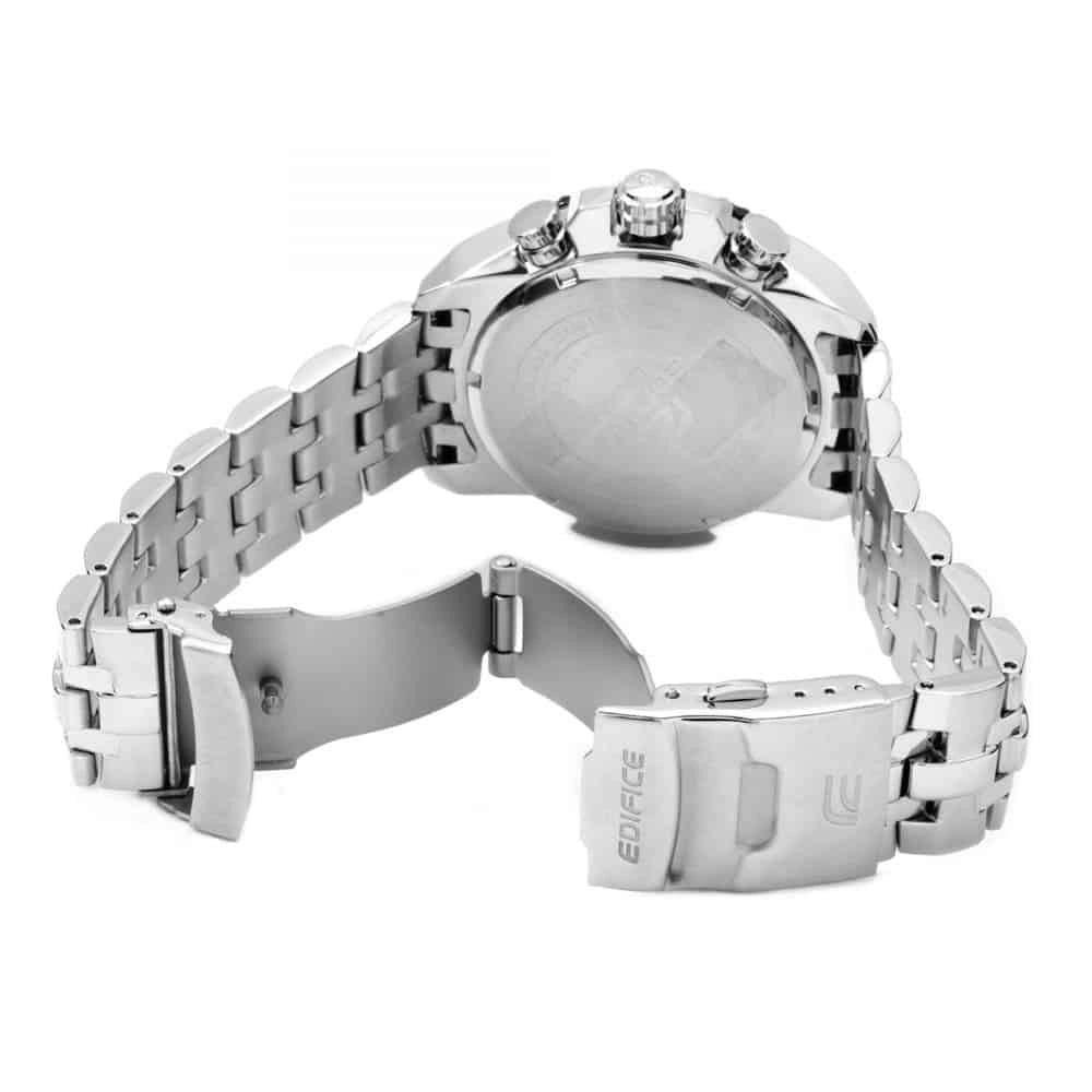 Casio Edifice Chronograph Watch for Men Black Dial with Silver Stainless steel Strap EF-558D-1AV