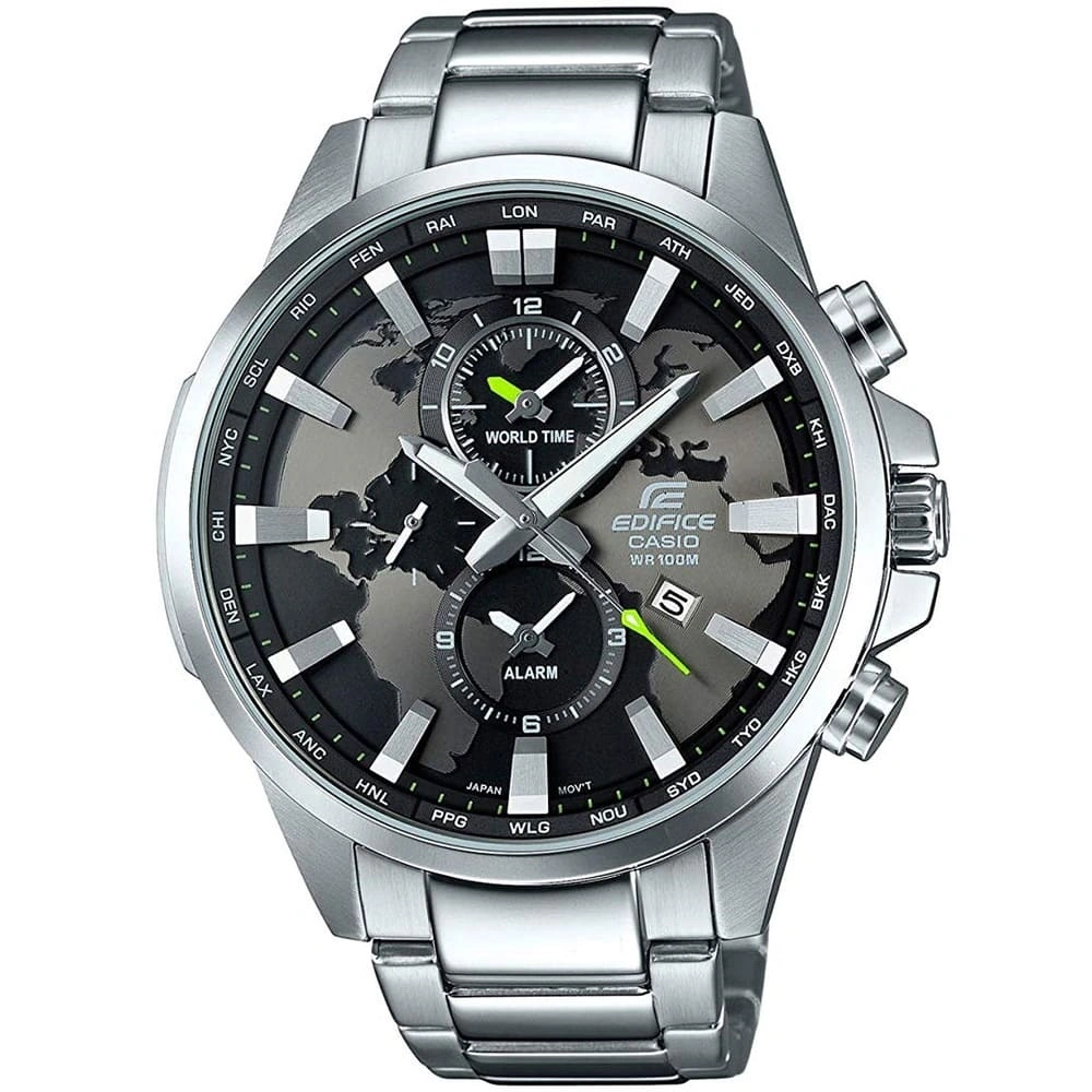 Casio Edifice Chronograph Watch for Men Black Dial with Silver Stainless steel Strap EFR-303D-1AV (923)
