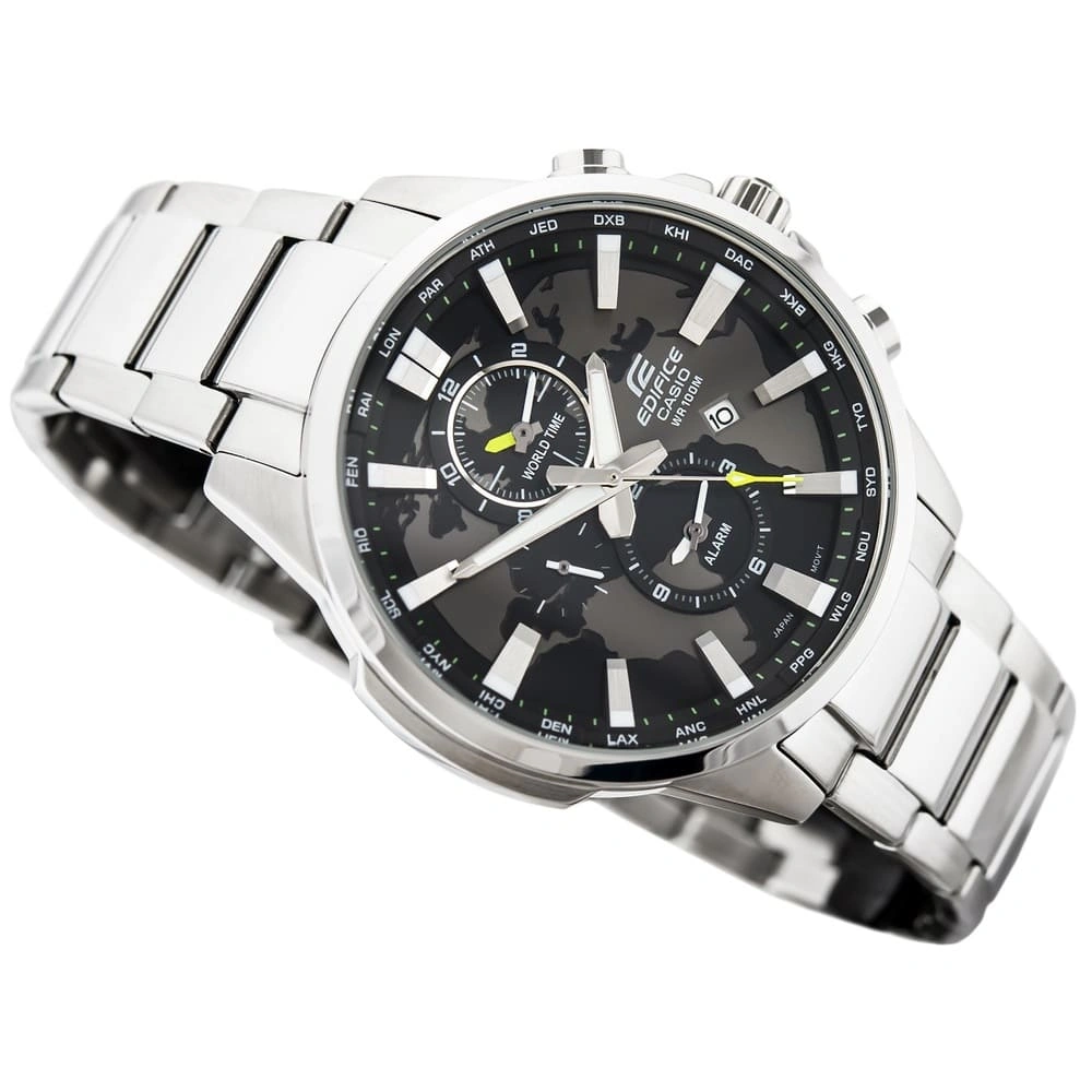 Casio Edifice Chronograph Watch for Men Black Dial with Silver Stainless steel Strap EFR-303D-1AV (923)