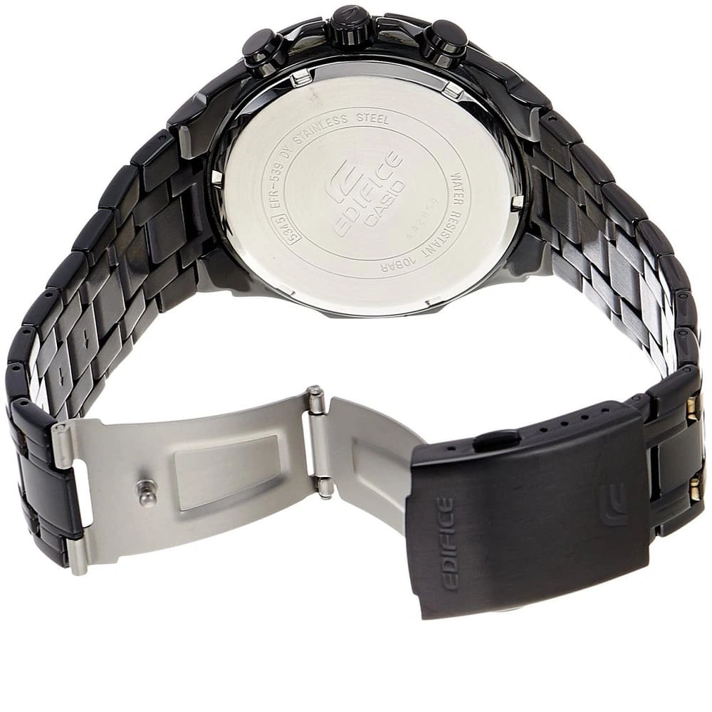 Casio Edifice Chronograph Watch for Men Black Dial with Silver Stainless steel Strap EFR-539BK-1AV